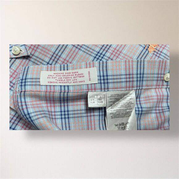 Brooks Brothers 346 Blue Red Plaid Long Sleeve Button Down Shirt Preppy Men's L - Picture 8 of 9